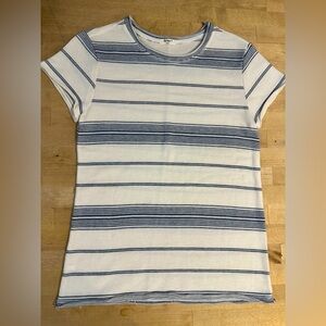 Dylan Navy and White Striped Short Sleeve knitted shirt